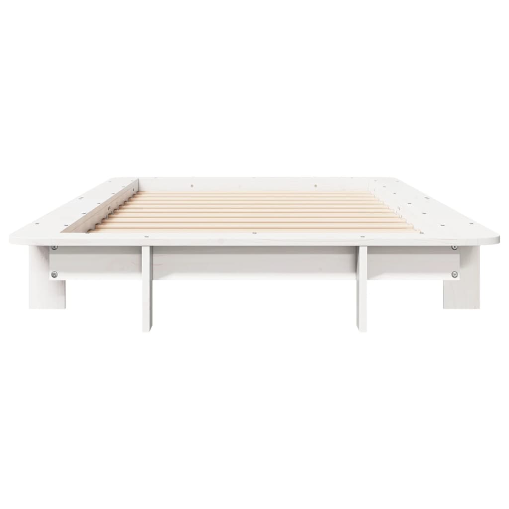 Solid Pine Wood Bed Frame, White, 75x190 cm, Small Single Size