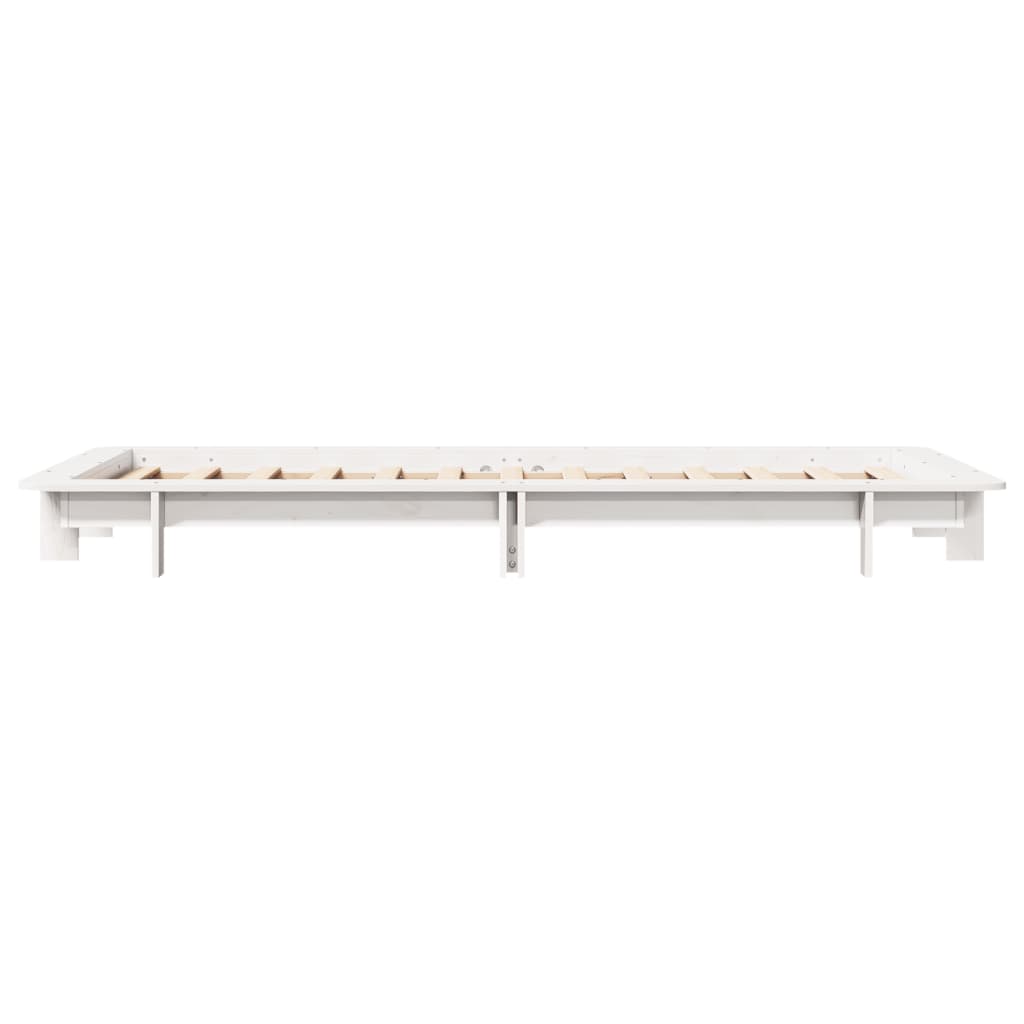 Solid Pine Wood Bed Frame, White, 75x190 cm, Small Single Size