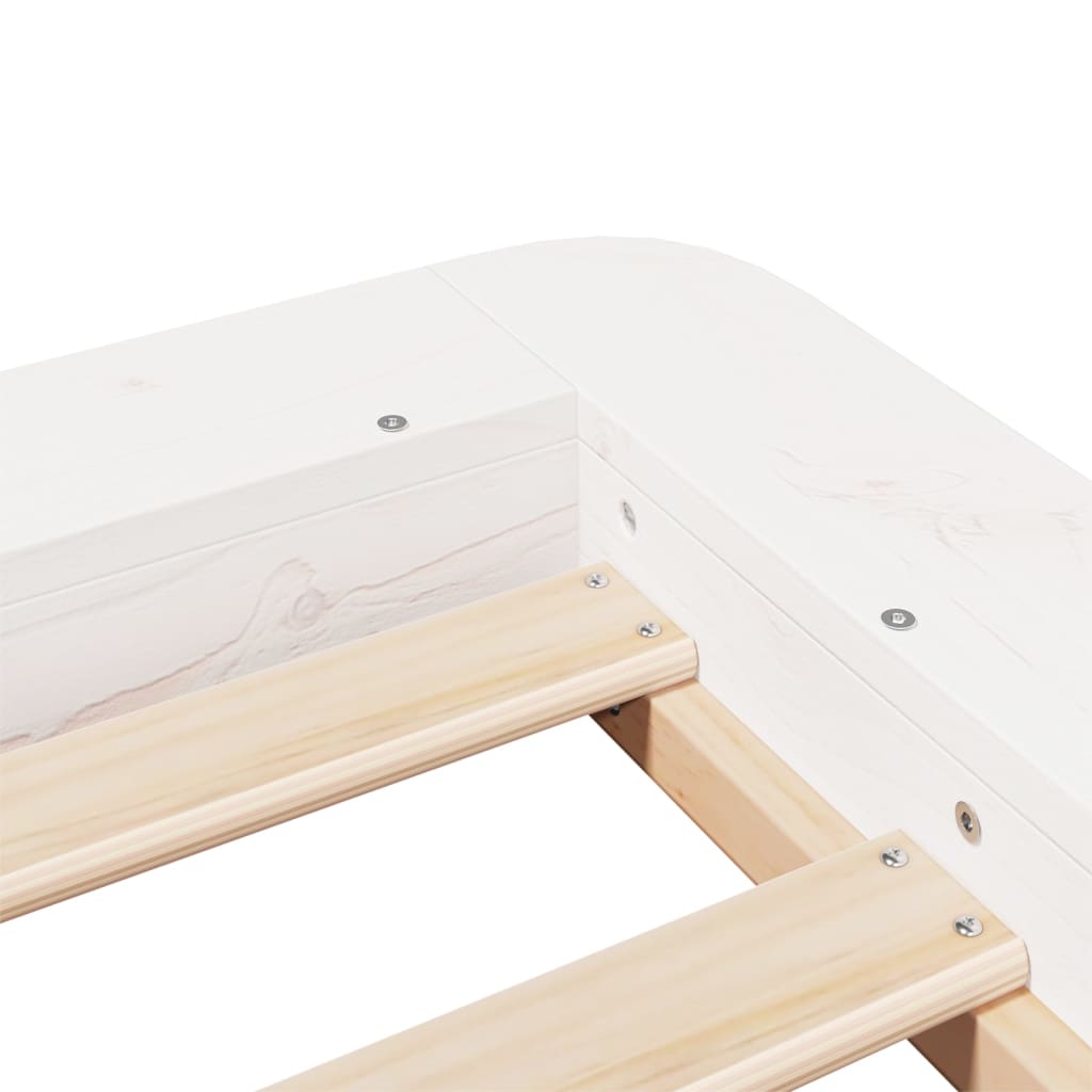 Solid Pine Wood Bed Frame, White, 75x190 cm, Small Single Size
