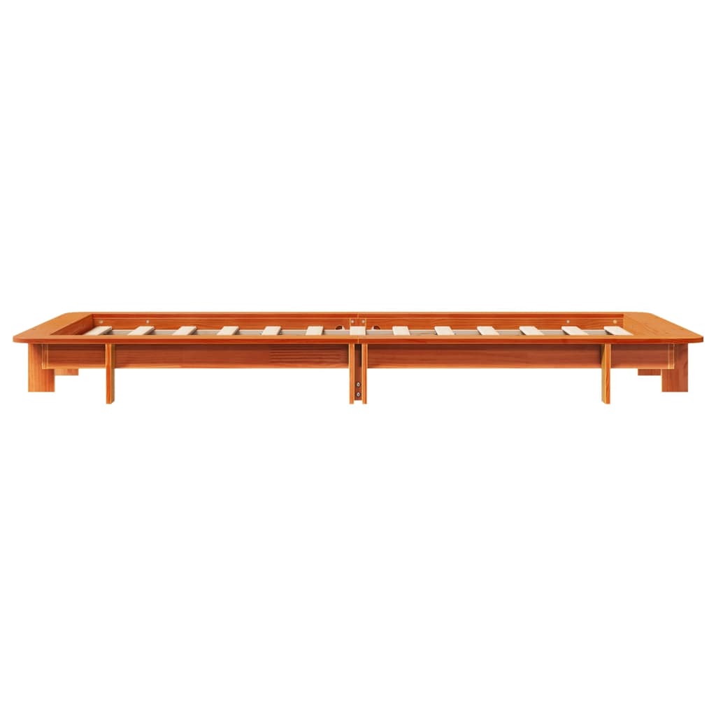 Solid Pine Wood Bed Frame, Wax Brown 75x190 cm, Small Single
