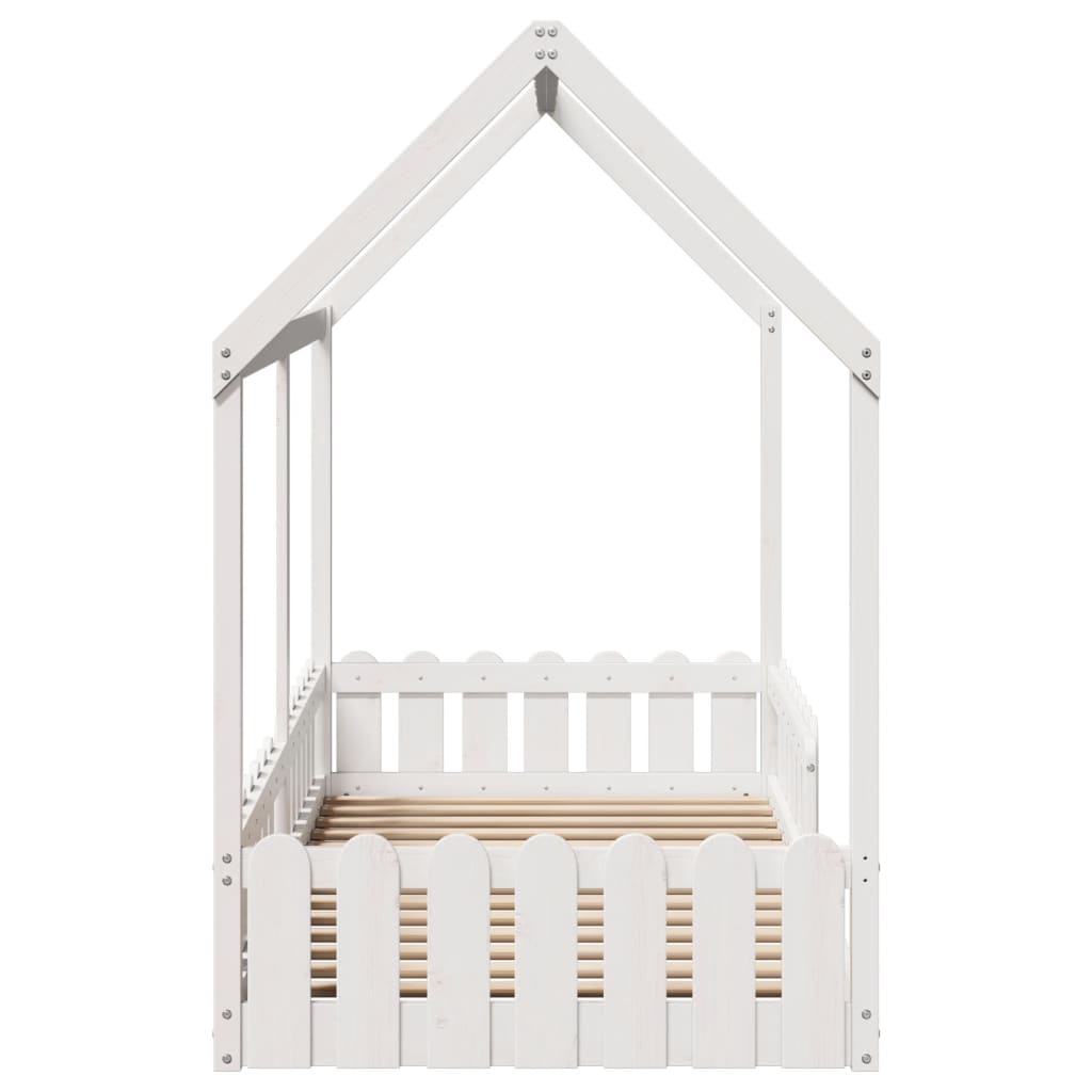 White Kids' House Bed Frame 90x200 cm - Pine Wood