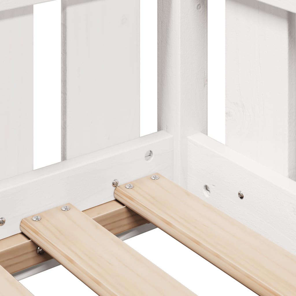 White Kids' House Bed Frame 90x200 cm - Pine Wood