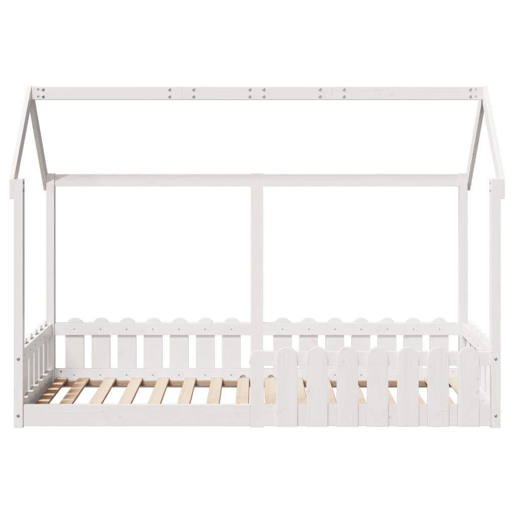 White Wooden Kids' House Bed Frame 80x200 cm - No Mattress