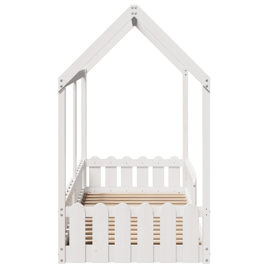 White Wooden Kids' House Bed Frame 80x200 cm - No Mattress