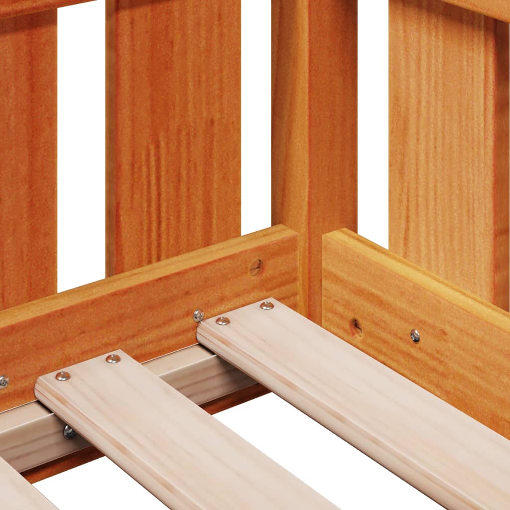 Kids' Wax Brown Wood House Bed Frame 80x200 cm - No Mattress
