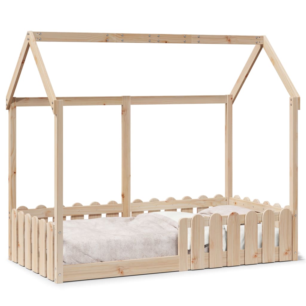 Solid Pine Kids' House Bed Frame 80x160 cm - No Mattress Included