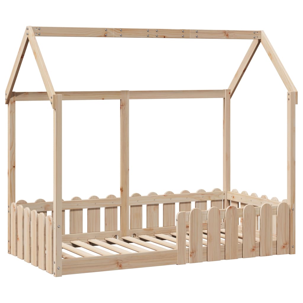 Solid Pine Kids' House Bed Frame 80x160 cm - No Mattress Included