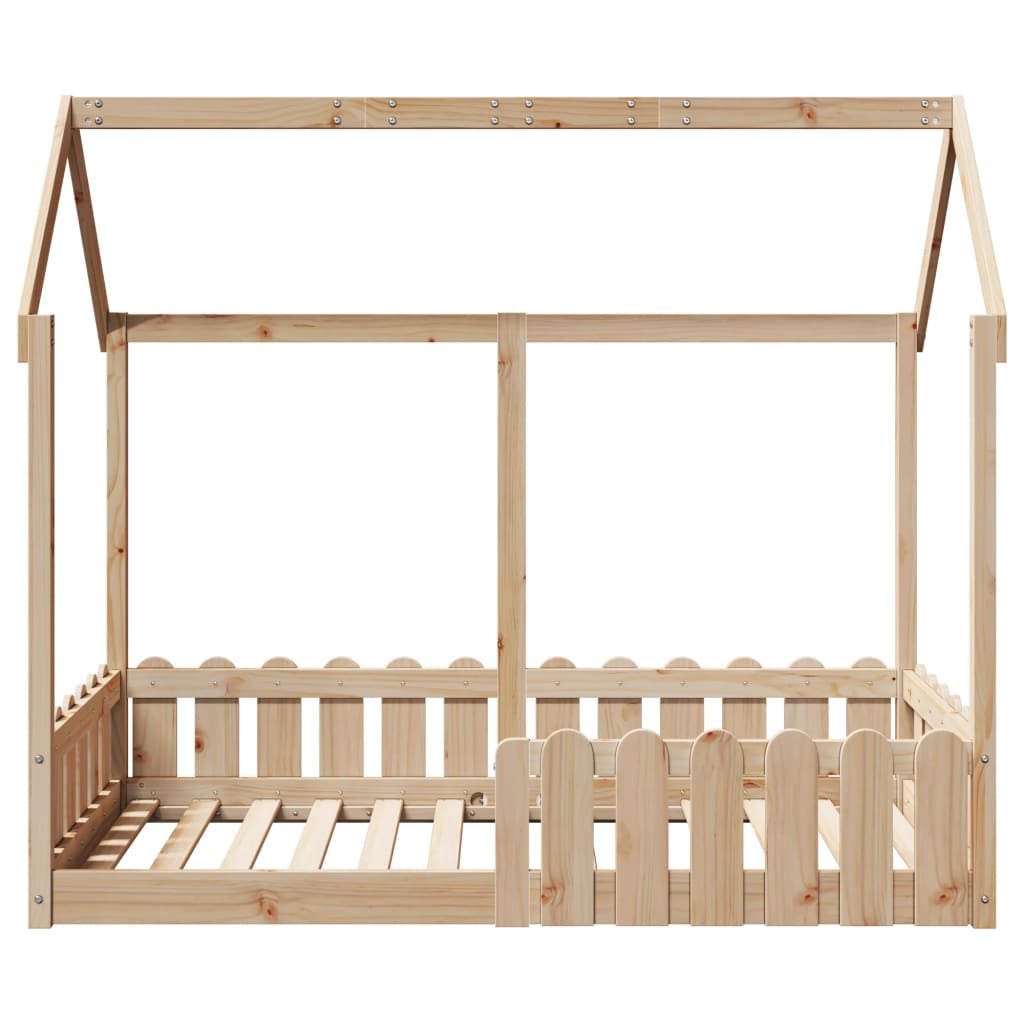Solid Pine Kids' House Bed Frame 80x160 cm - No Mattress Included