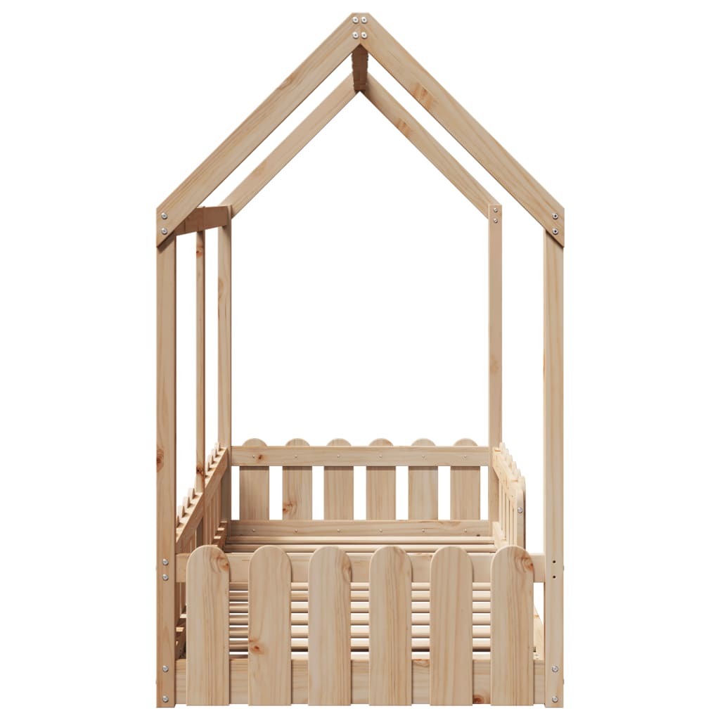 Solid Pine Kids' House Bed Frame 80x160 cm - No Mattress Included
