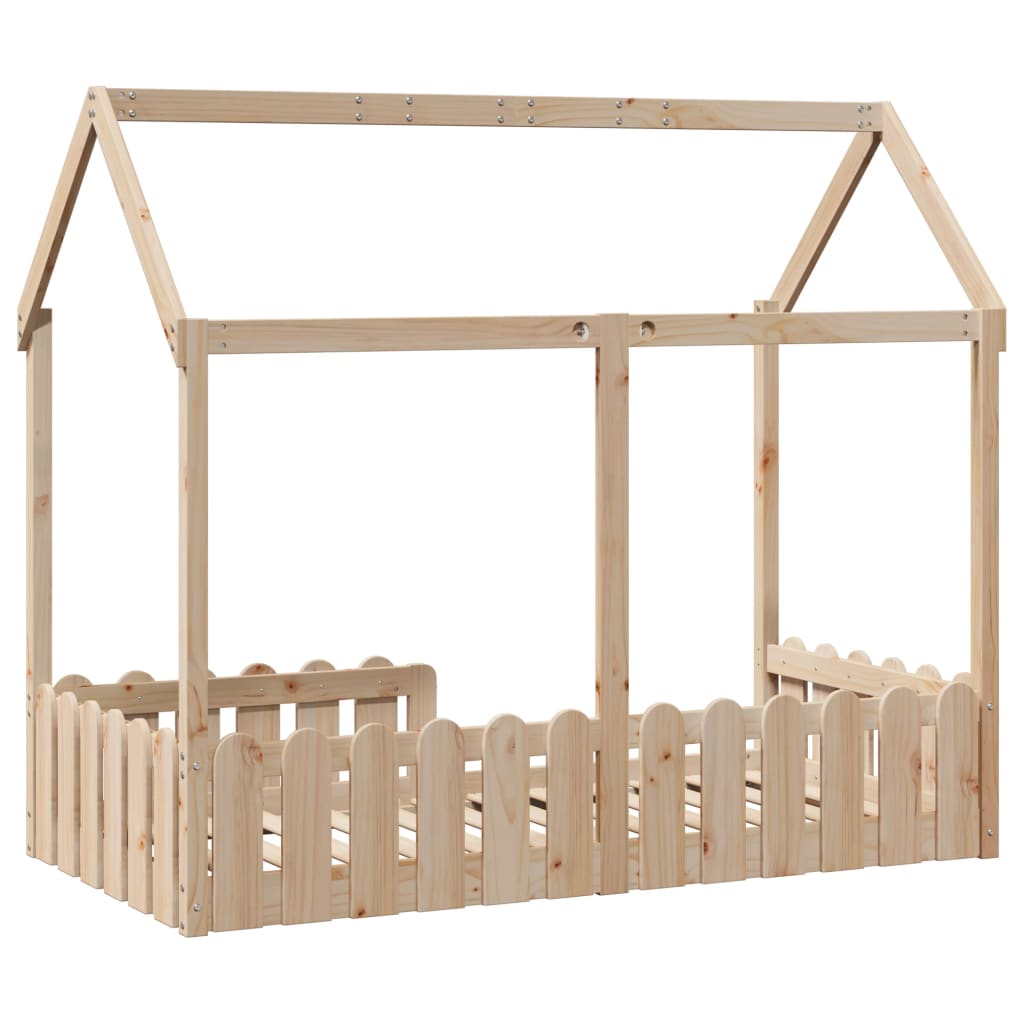 Solid Pine Kids' House Bed Frame 80x160 cm - No Mattress Included