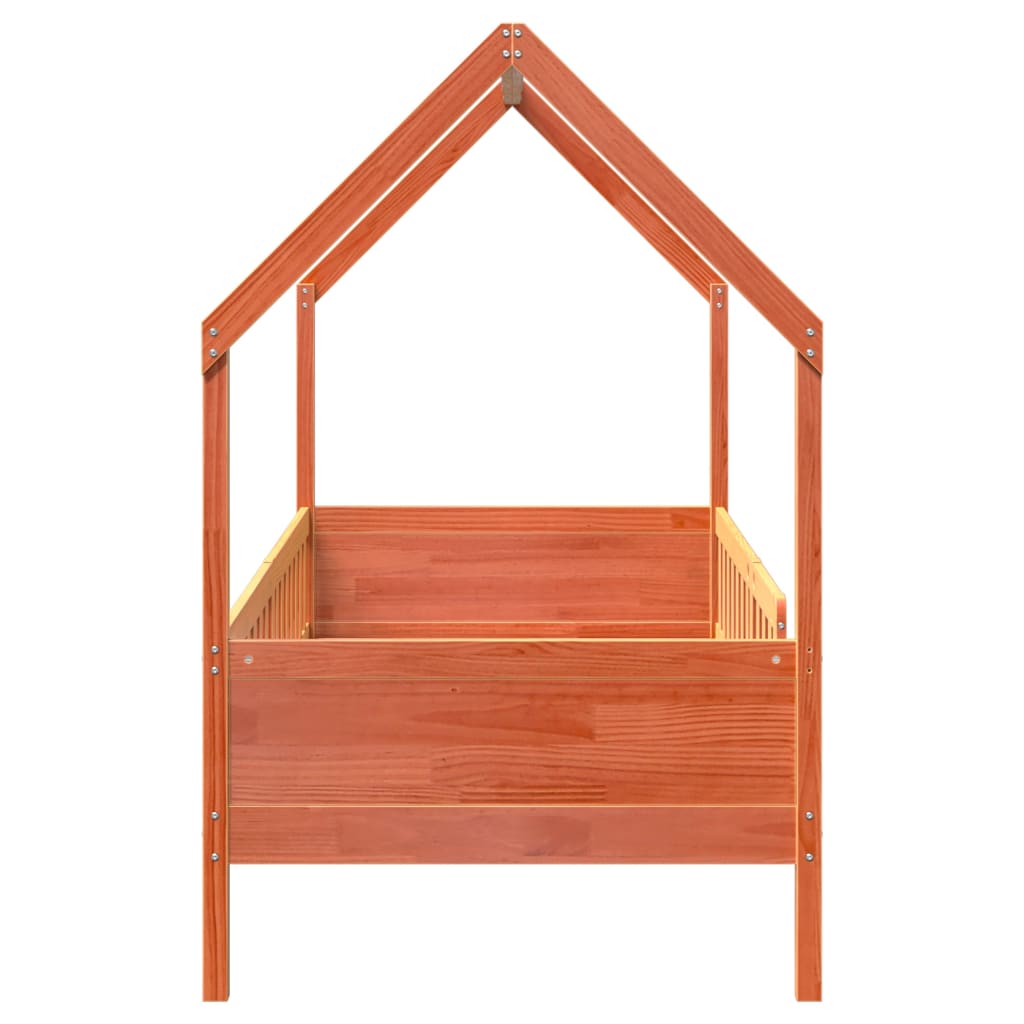 Wax Brown Pine Kids' House Bed Frame 90x200 cm - Mattress Not Included