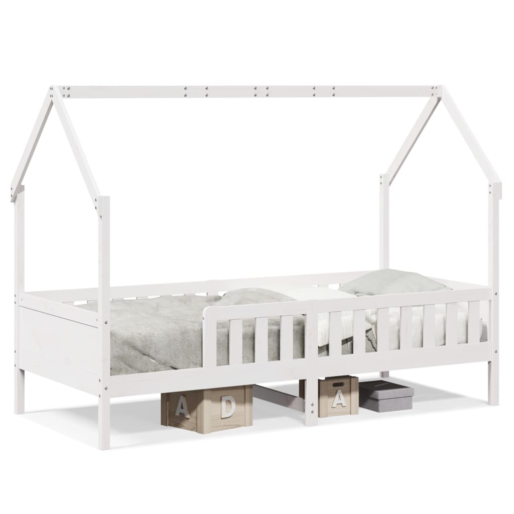 Kids' Pine House Bed Frame, White 80x200 cm (No Mattress)