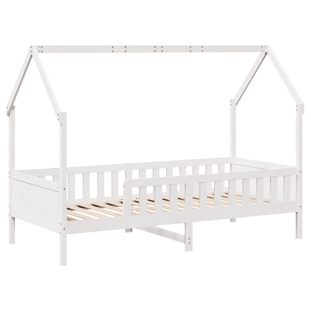Kids' Pine House Bed Frame, White 80x200 cm (No Mattress)