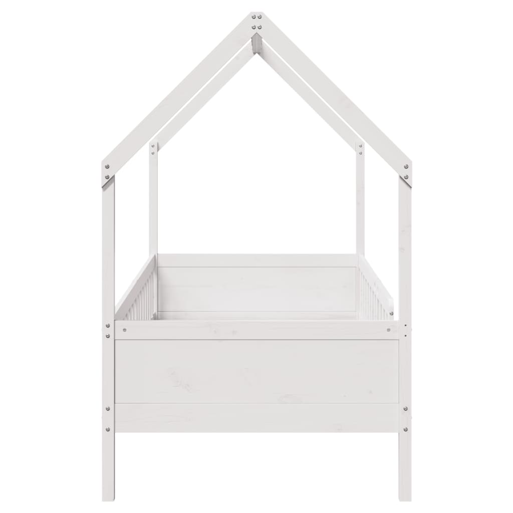 Kids' Pine House Bed Frame, White 80x200 cm (No Mattress)