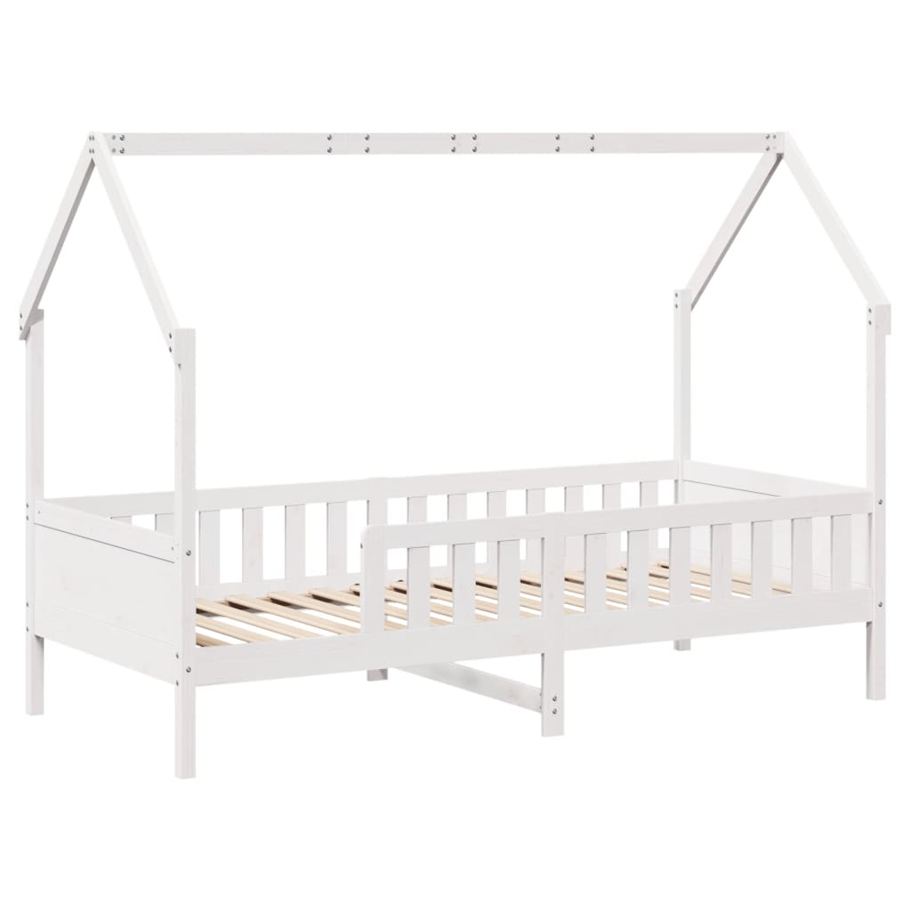 White Pine Kids' House Bed Frame 90x190cm - Single, No Mattress