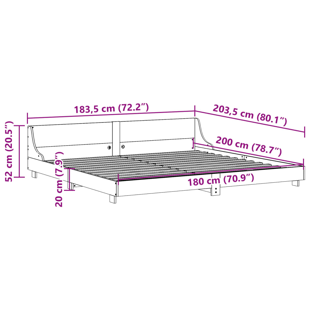 Solid Pine Wood Bed Frame 180x200 cm Super King Size