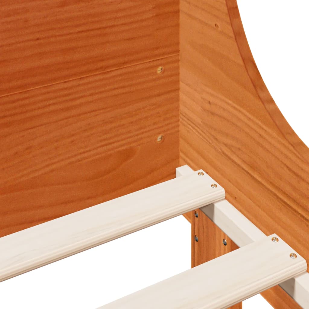 King Size Solid Pine Wood Bed Frame, Wax Brown 150x200 cm