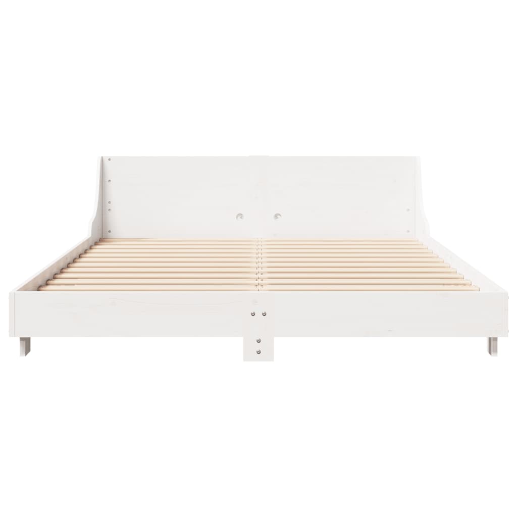 Solid Pine Wood Bed Frame 140x200 cm - White Finish