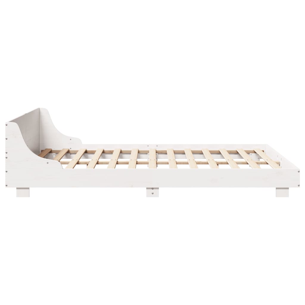 Solid Pine Wood Bed Frame 140x200 cm - White Finish