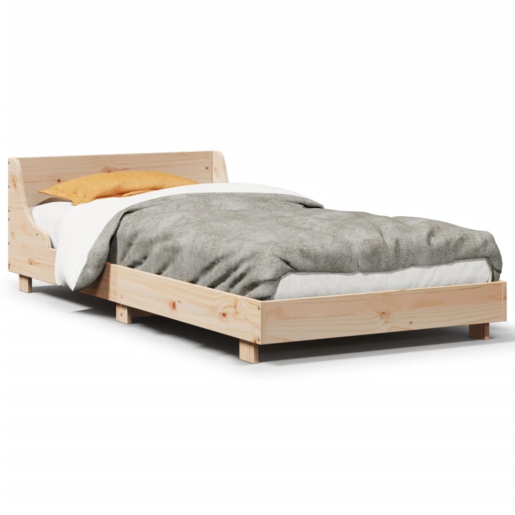 Solid Pine Wood Bed Frame, No Mattress, 100x200 cm
