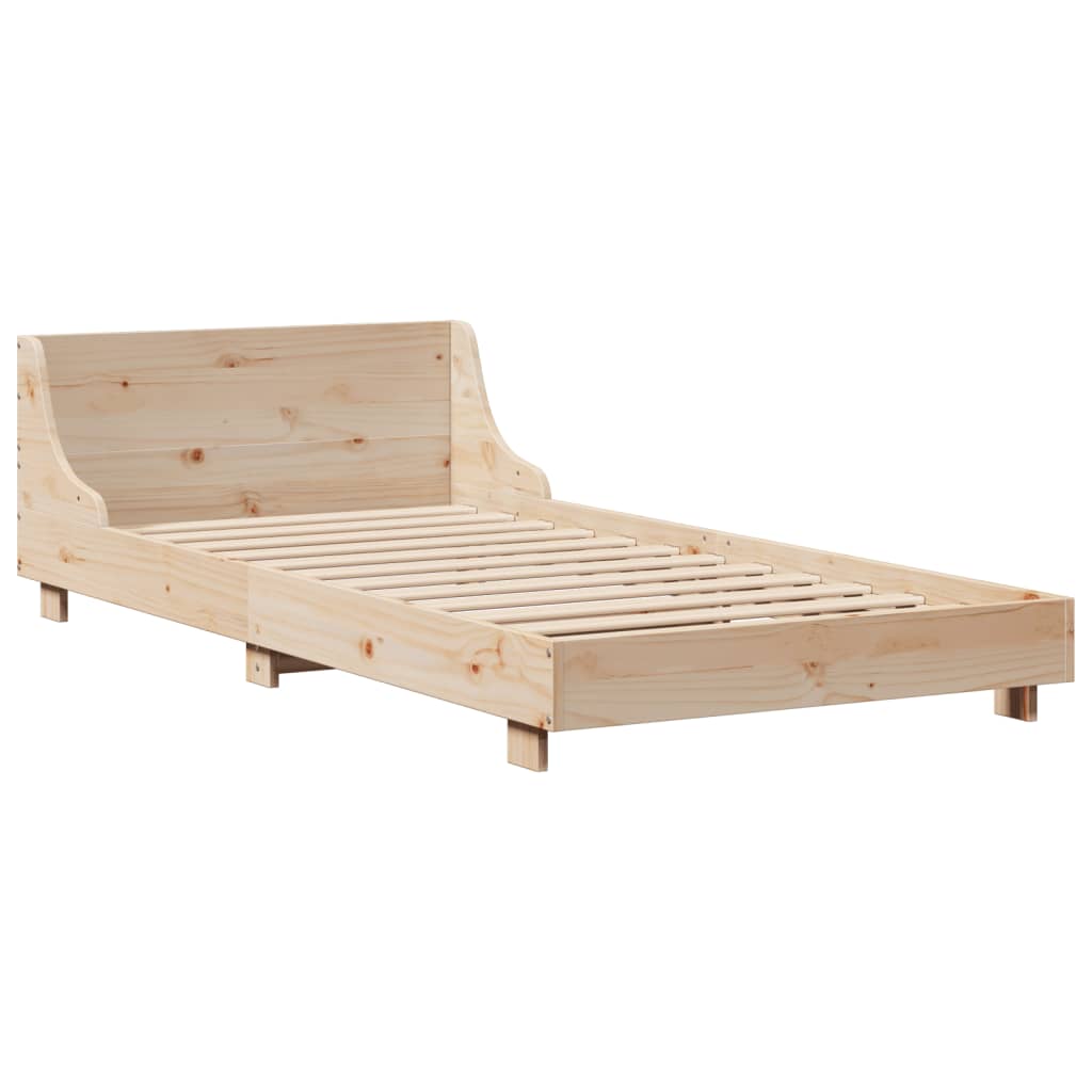Solid Pine Wood Bed Frame, No Mattress, 100x200 cm