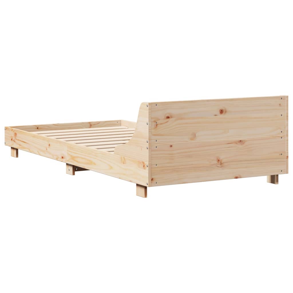 Solid Pine Wood Bed Frame, No Mattress, 100x200 cm