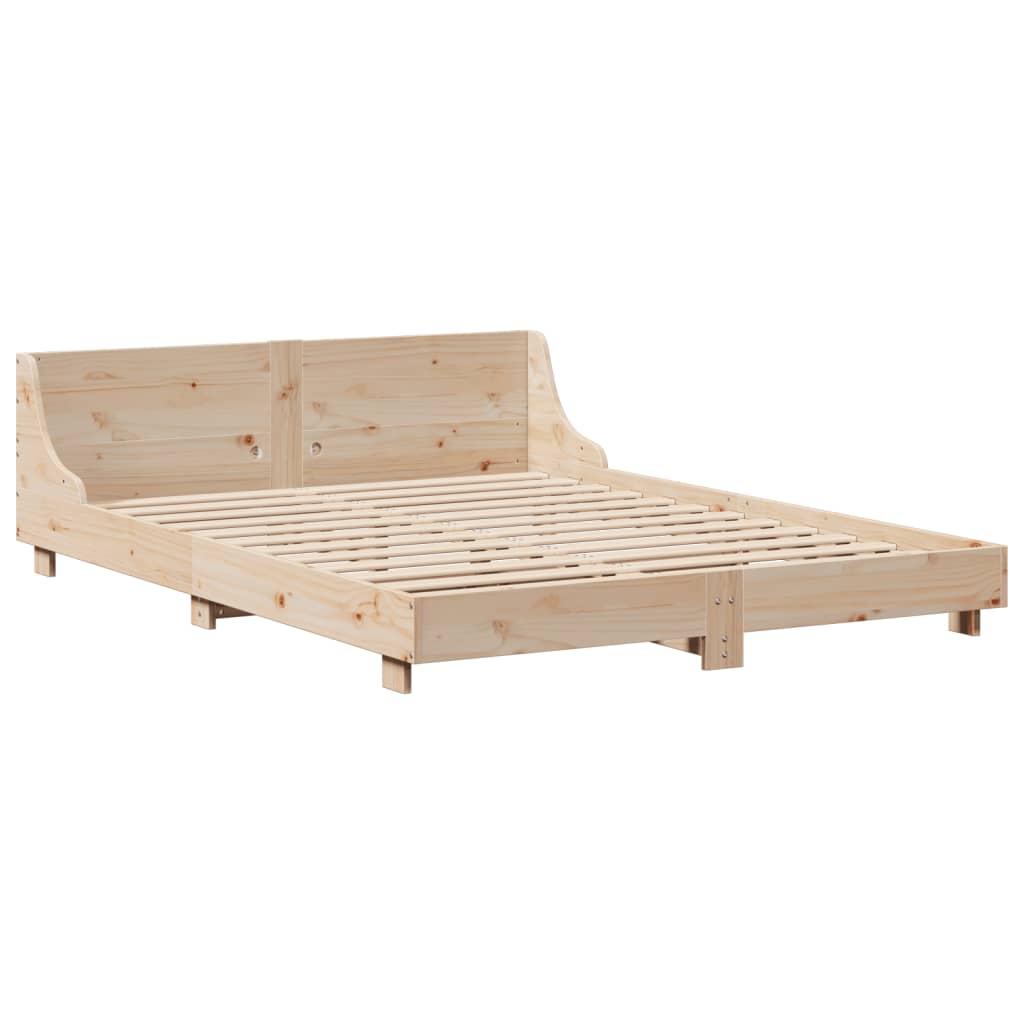 Solid Pine Wood Bed Frame 140x190 cm - No Mattress Included