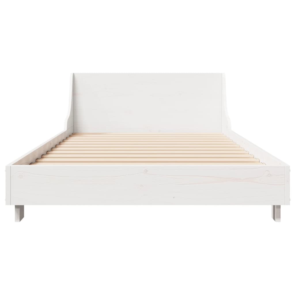 Solid Pine Wood Bed Frame, White, 75x190 cm, Small Single