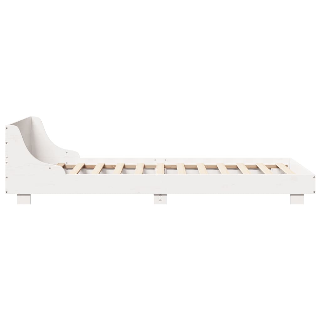Solid Pine Wood Bed Frame, White, 75x190 cm, Small Single