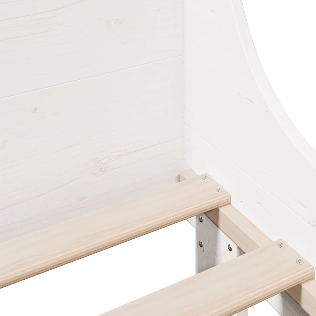 Solid Pine Wood Bed Frame, White, 75x190 cm, Small Single
