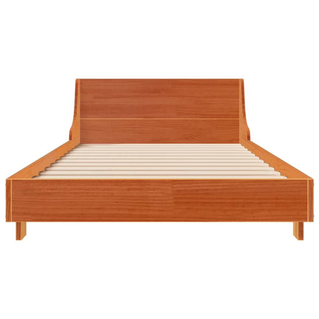 Solid Pine Wood Bed Frame Wax Brown 75x190cm Small Single