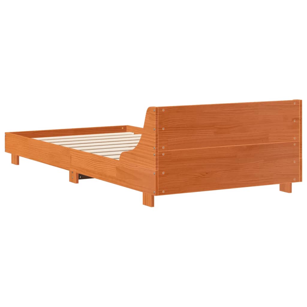 Solid Pine Wood Bed Frame Wax Brown 75x190cm Small Single