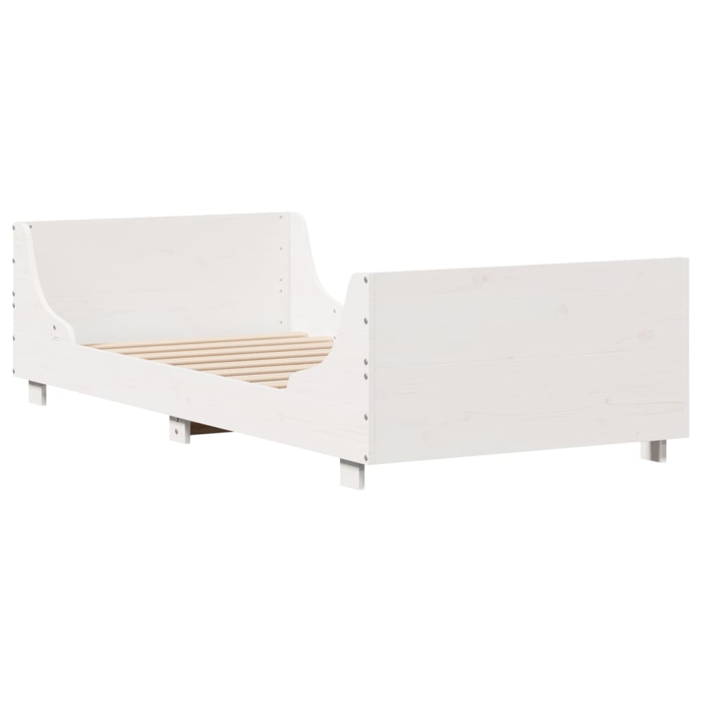 Solid Pine Wood Bed Frame 90x200 cm - White Finish (No Mattress)