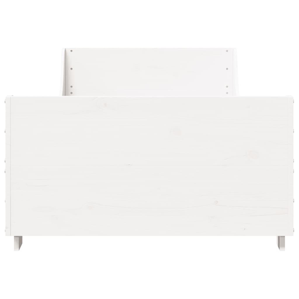 Solid Pine Wood Bed Frame 90x200 cm - White Finish (No Mattress)