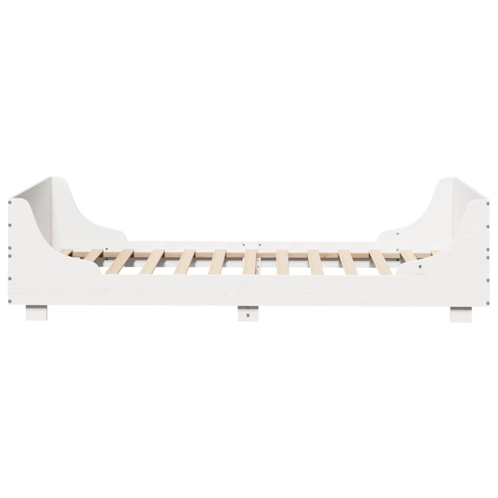 Solid Pine Wood Bed Frame 90x200 cm - White Finish (No Mattress)