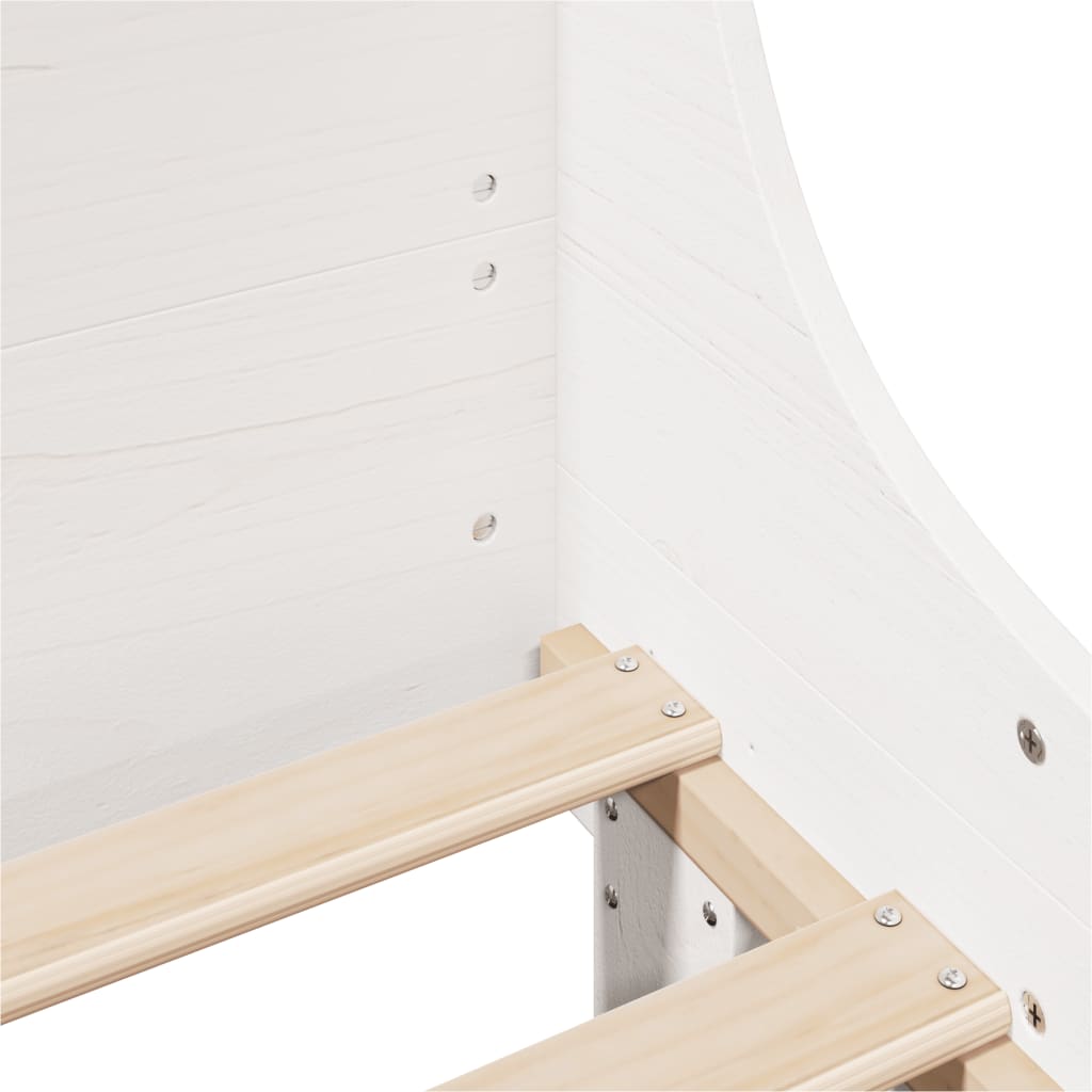 Solid Pine Wood Bed Frame 90x200 cm - White Finish (No Mattress)
