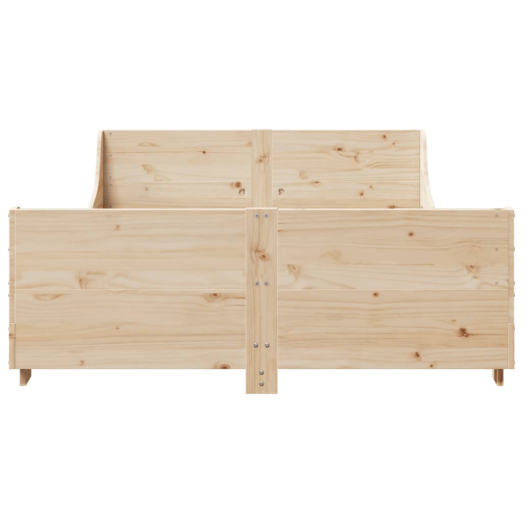 Solid Pine Small Double Bed Frame 120x190 cm - No Mattress