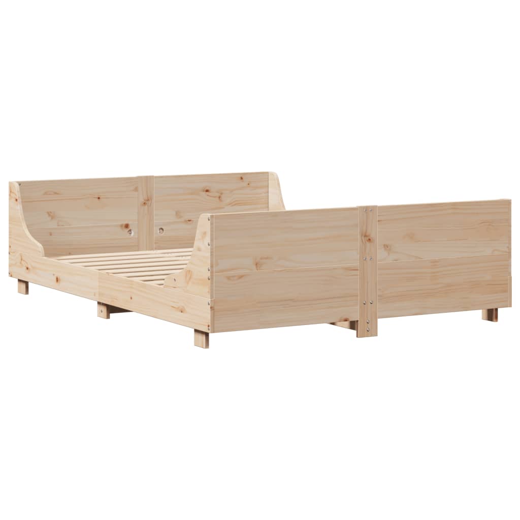 Solid Pine Small Double Bed Frame 120x190 cm - No Mattress
