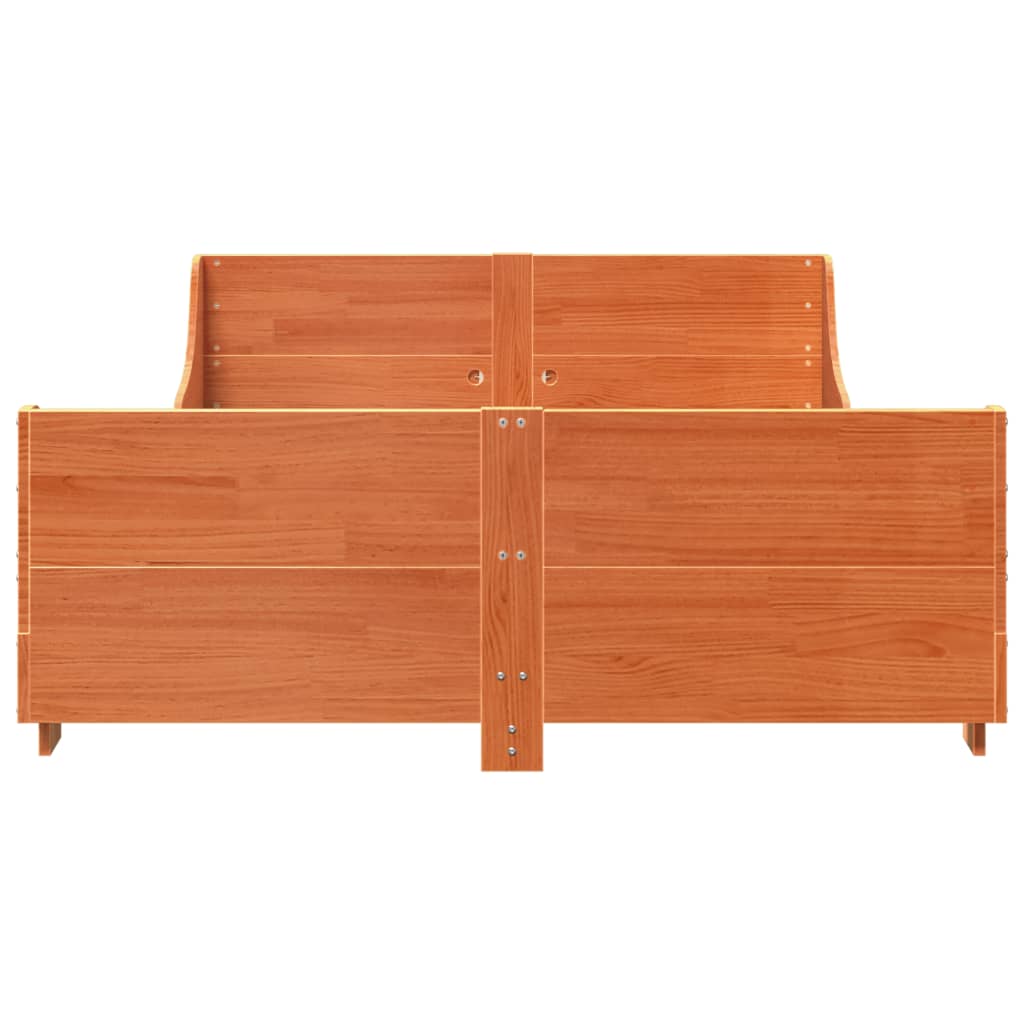 Solid Pine Wood Bed Frame, Wax Brown, 120x190 cm, Small Double