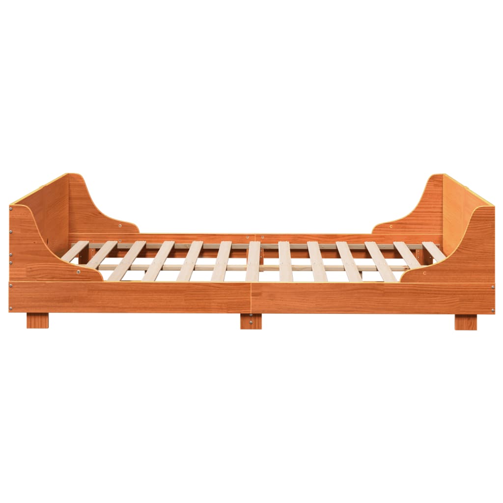 Solid Pine Wood Bed Frame, Wax Brown, 120x190 cm, Small Double