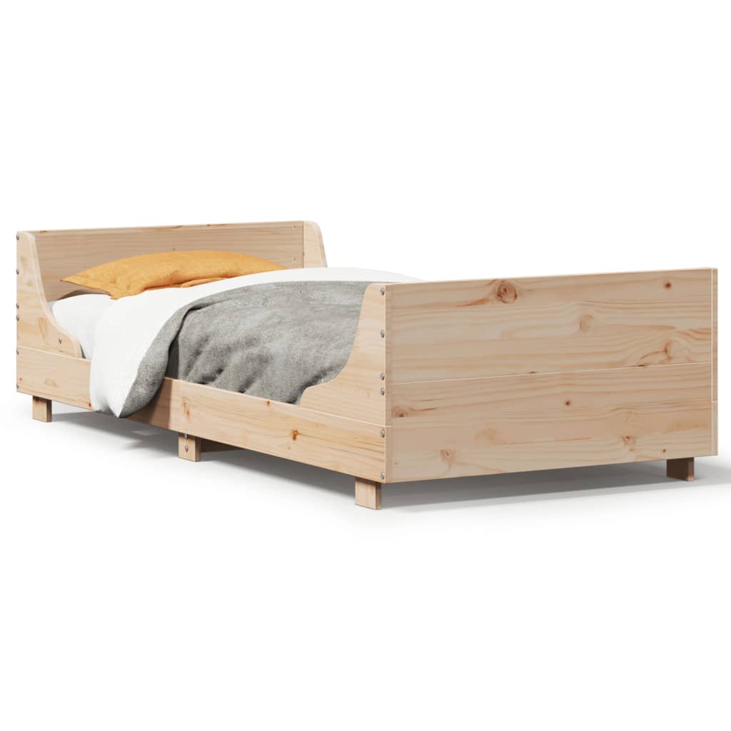 Solid Pine Wood Bed Frame 75x190 cm - Small Single, No Mattress