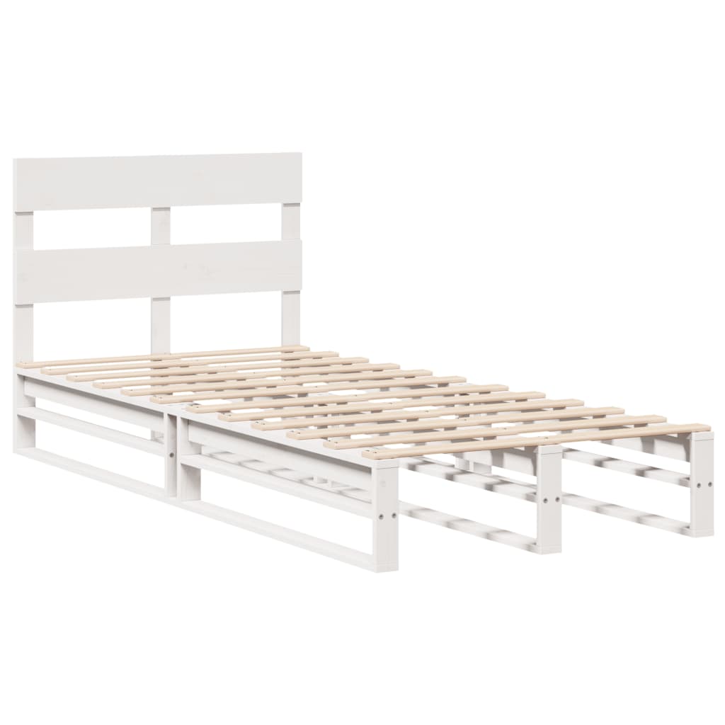 Solid Pine Wood Bed Frame - White 90x200 cm (No Mattress)