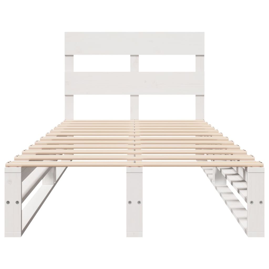 Solid Pine Wood Bed Frame - White 90x200 cm (No Mattress)