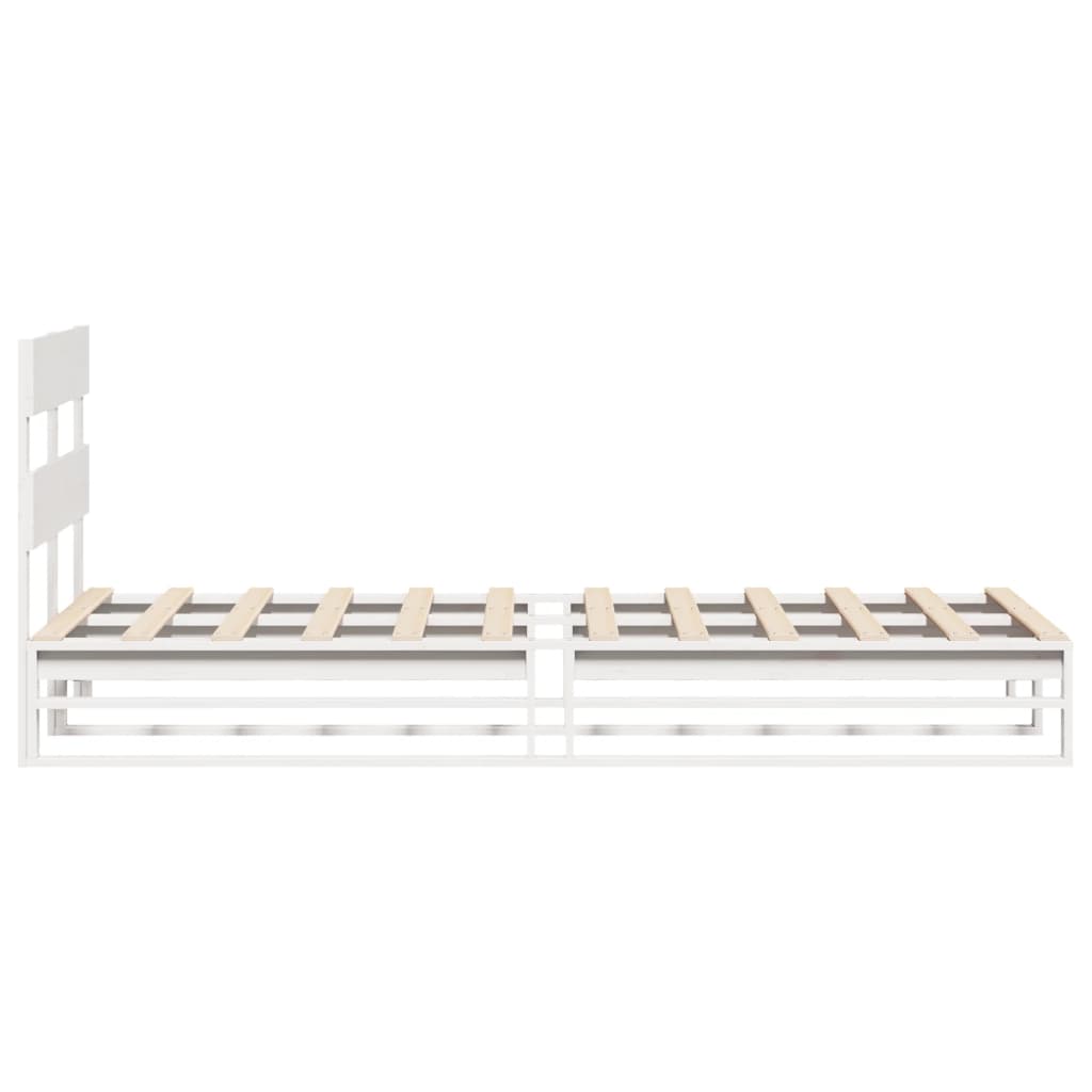 Solid Pine Wood Bed Frame - White 90x200 cm (No Mattress)