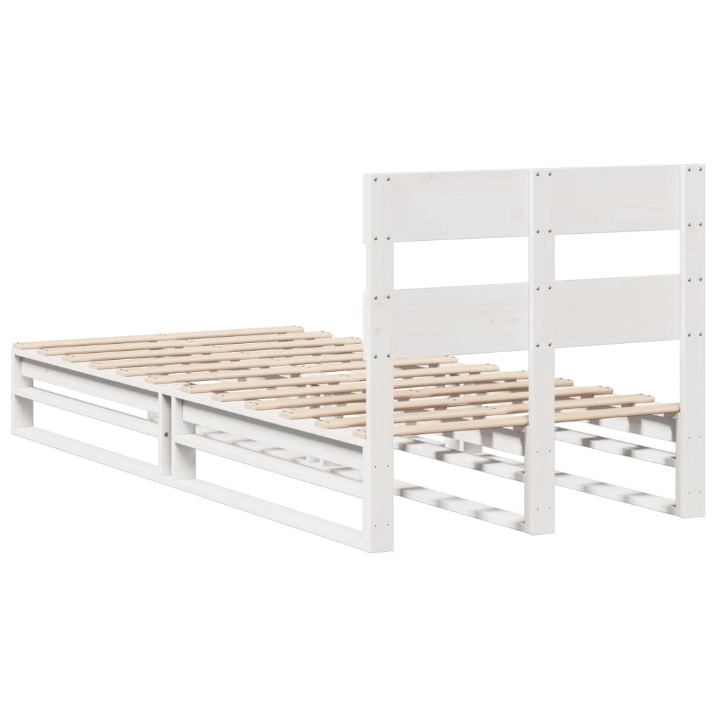 Solid Pine Wood Bed Frame - White 90x200 cm (No Mattress)