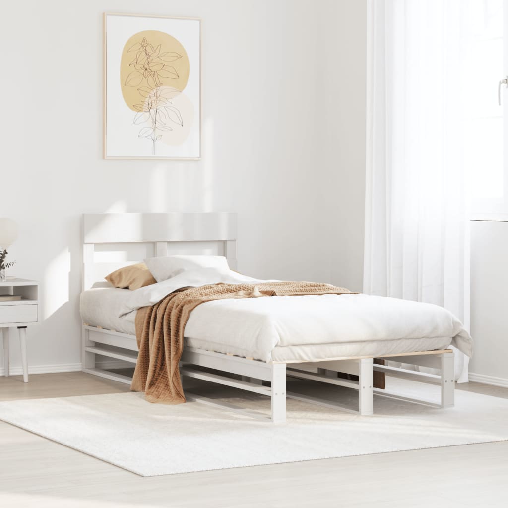 Solid Pine Wood Bed Frame - White 90x200 cm (No Mattress)