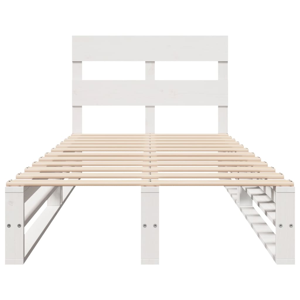 Solid Pine Wood Bed Frame - White 100x200 cm (No Mattress)
