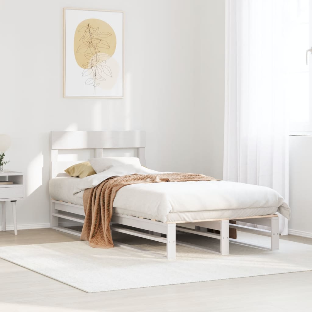Solid Pine Wood Bed Frame - White 100x200 cm (No Mattress)