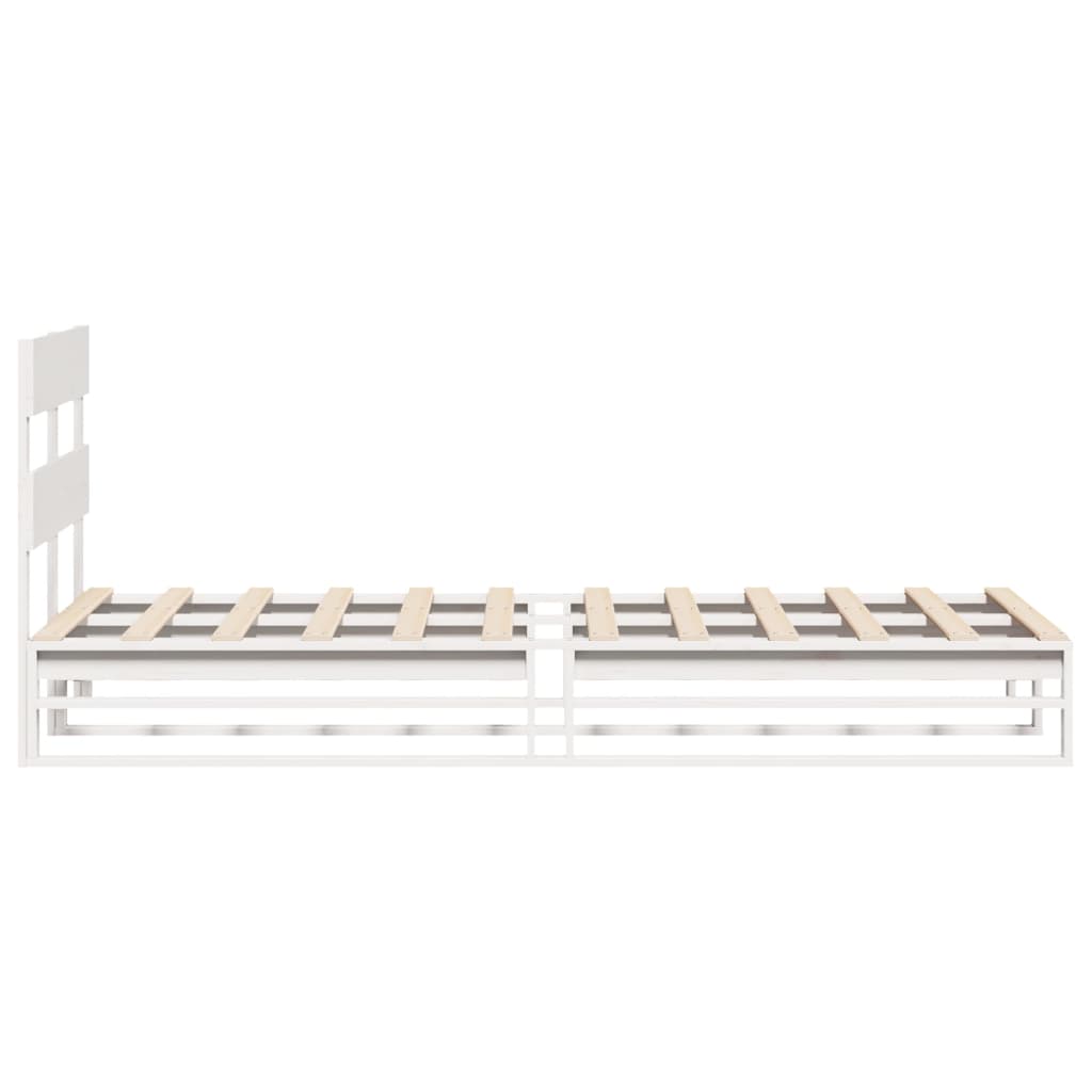 Solid Pine Wood Bed Frame, White, 75x190 cm, Small Single