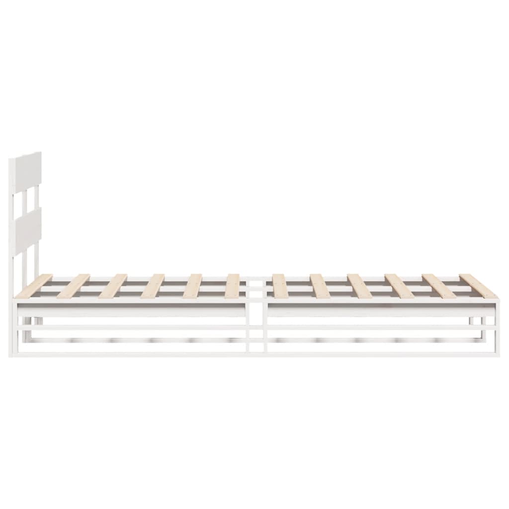 Solid Pine Wood Single Bed Frame, White 90x190 cm, No Mattress